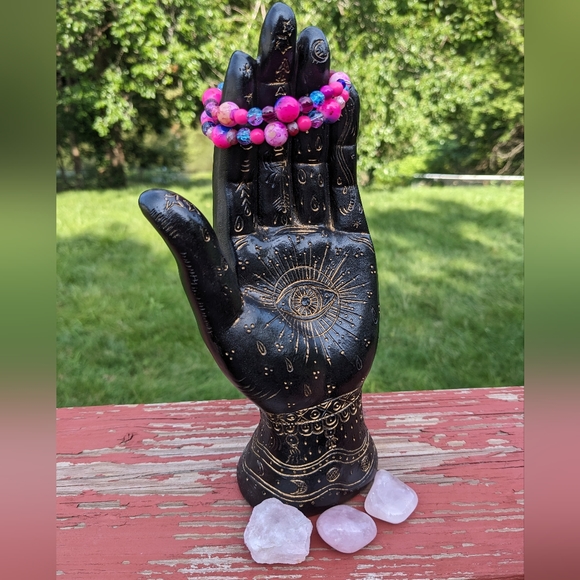 Hot Pink Beads Sparkly Bracelet Glam Cute Handmade Beads Barbie - Picture 14 of 14